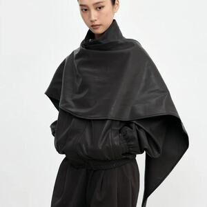 Pixie Market Leather Scarf Bomber jacket